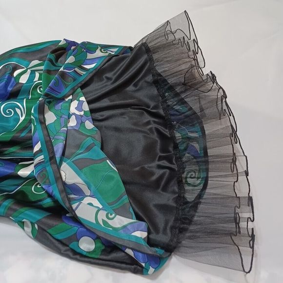 Speechless Junior Sz 7 Sundress Party Dress-Purple Blue/Green Floral/Blk Tulle - Picture 13 of 15